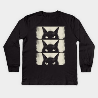 Cat Lover, Grumpy Black Kitten, Cat Mom, Cat Dad Kids Long Sleeve T-Shirt